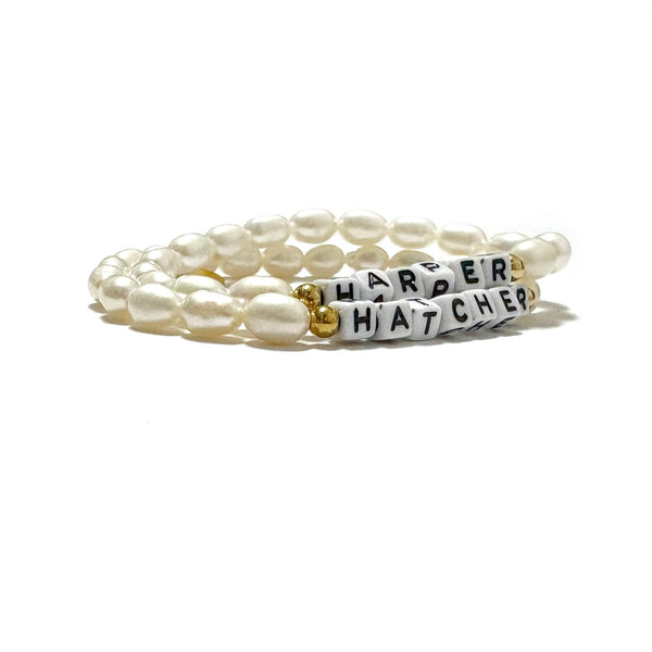 Custom Name Bracelet in Pearl