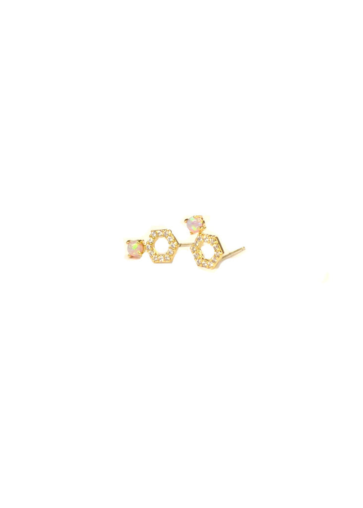 Opal Diamond Octagon Studs