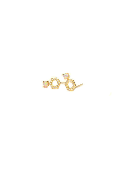 Opal Diamond Octagon Studs